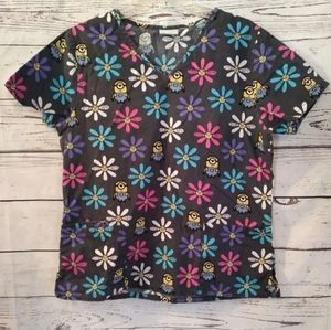 Minion Floral Scrub Top Medium
